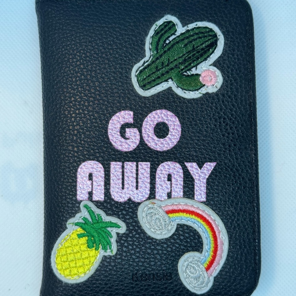 Black Passport Holder with Fun Patches